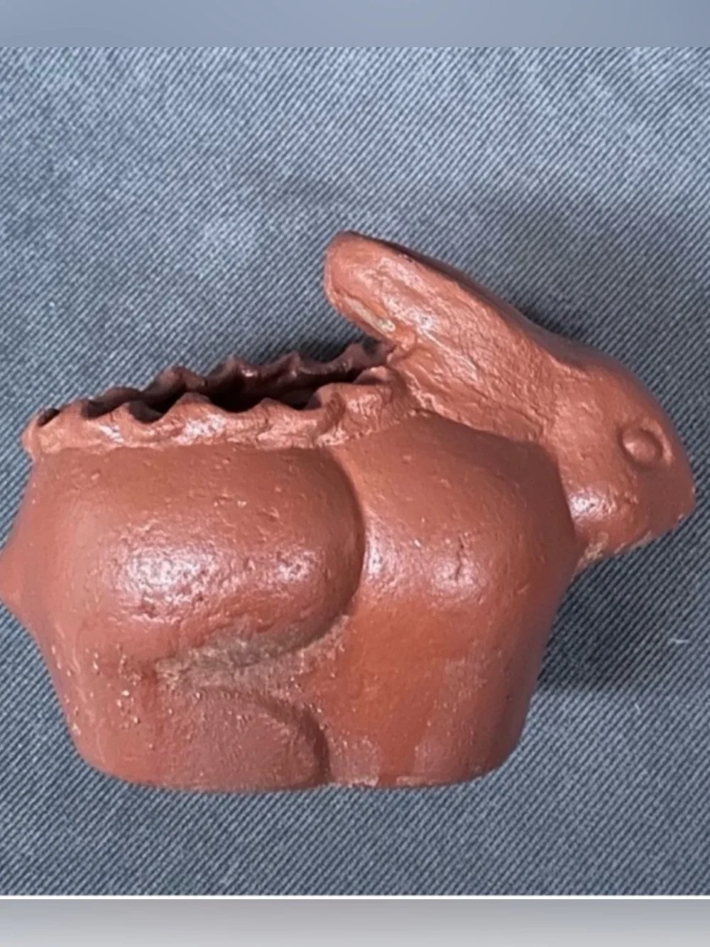 Vintage terracotta bunny rabbit planter folk art primitive